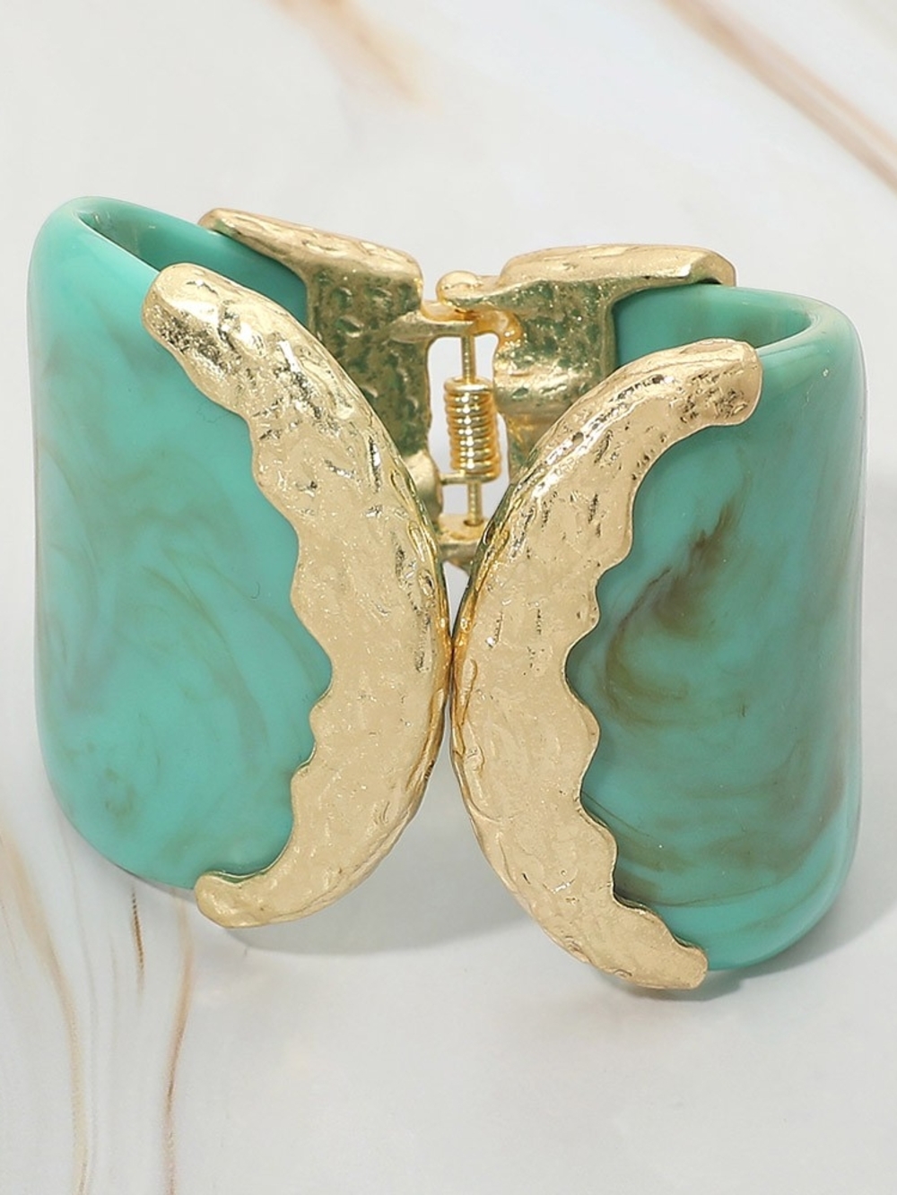 Turquoise Gold-Accent Chunky Cuff Bracelet - Women Jewelry